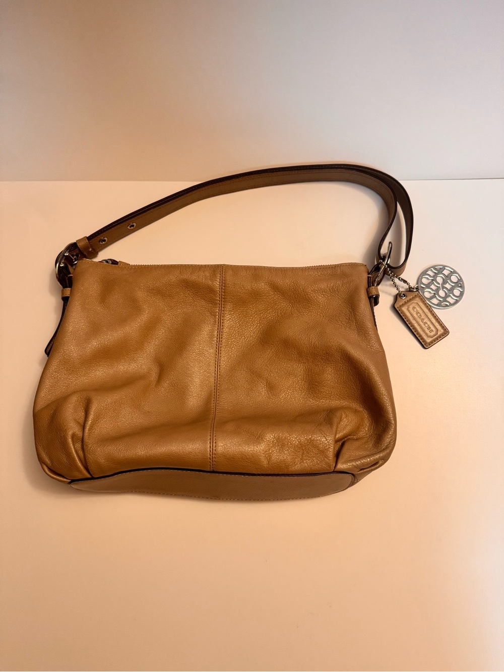 Coach Leather Hobo Shoulder Bag in Beige - Picture 2 of 10